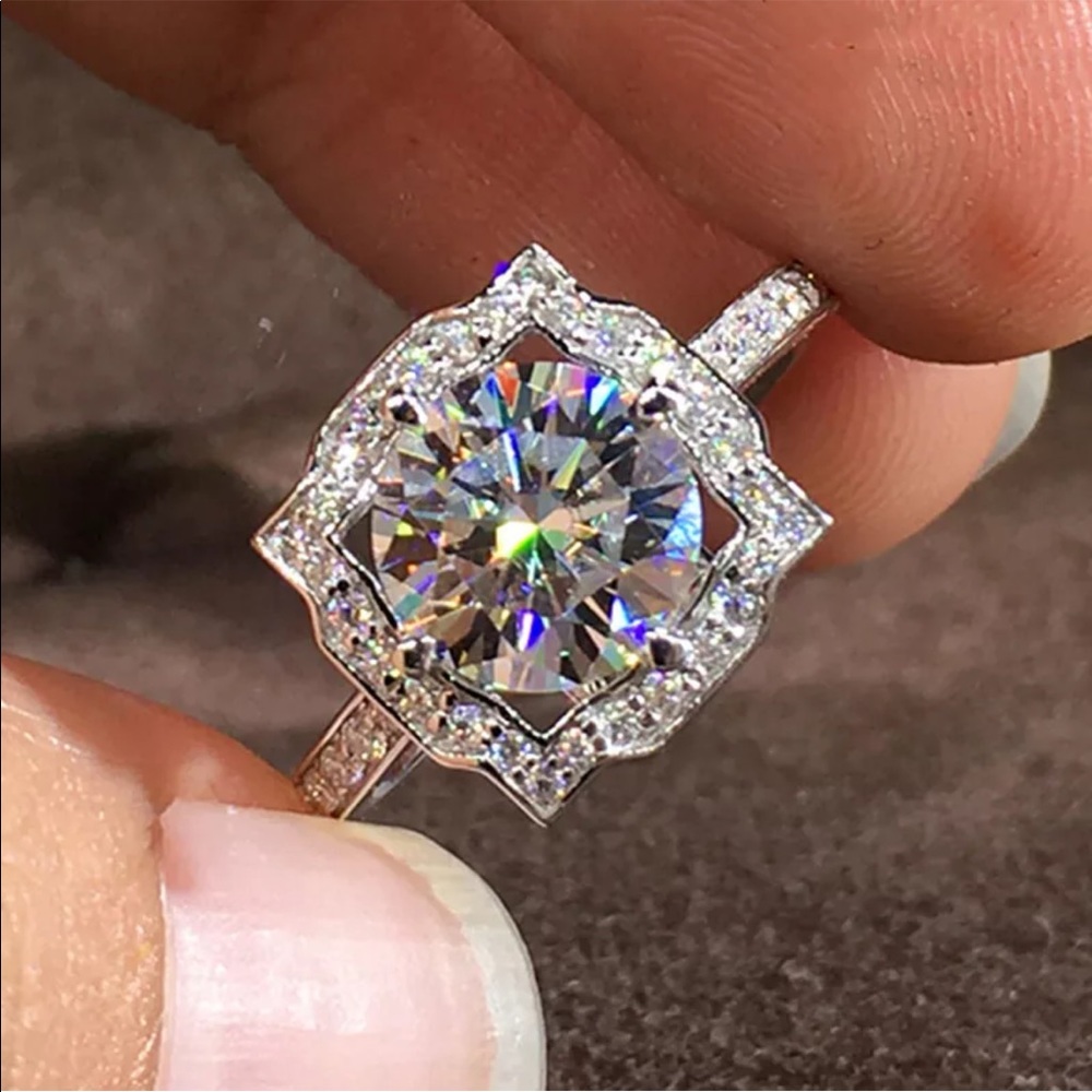 🔥925 Silver Rings White Sapphire Ring Sz 6-8🔥 - Picture 2 of 6